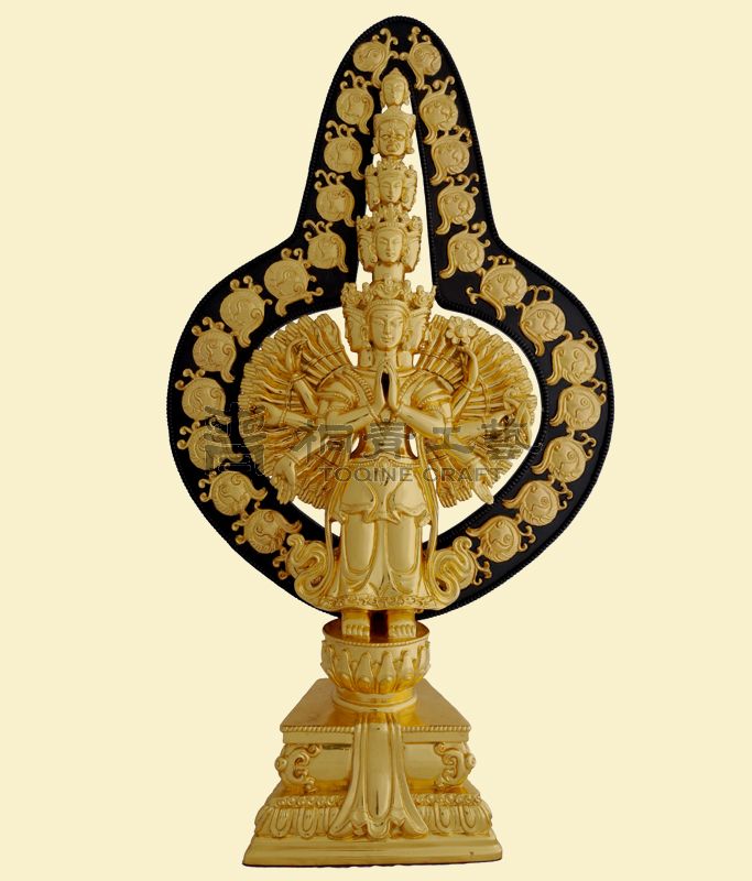 貼金十一面大悲觀音立像(仿清代)