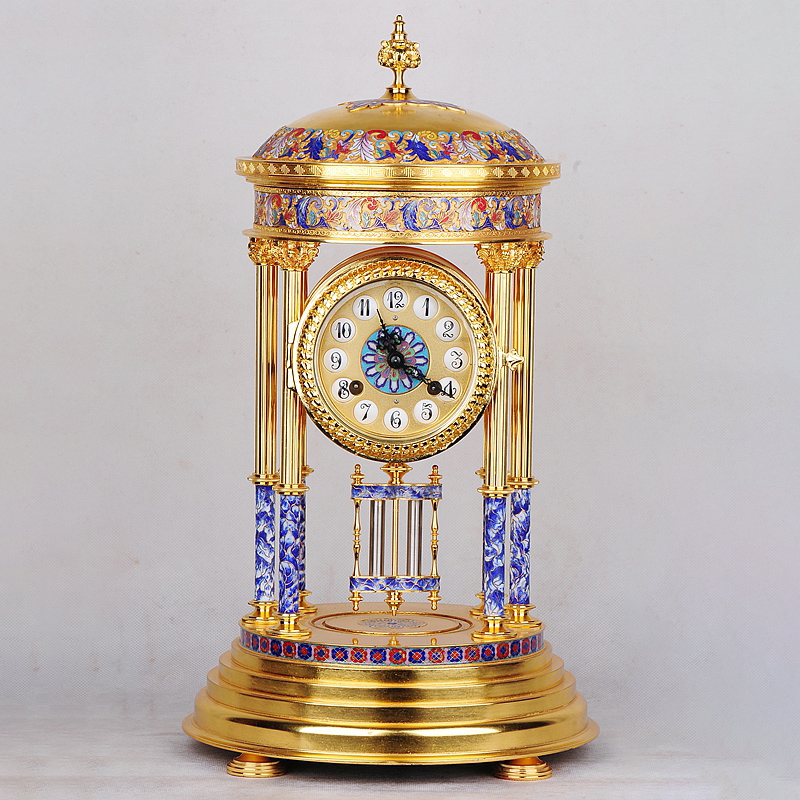 銅鍍金嵌琺瑯亭式鐘