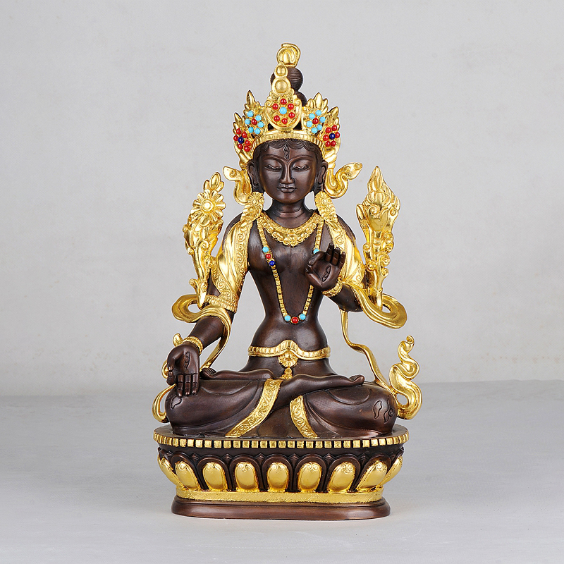 藏傳佛鎏金(鑲寶石)坐像